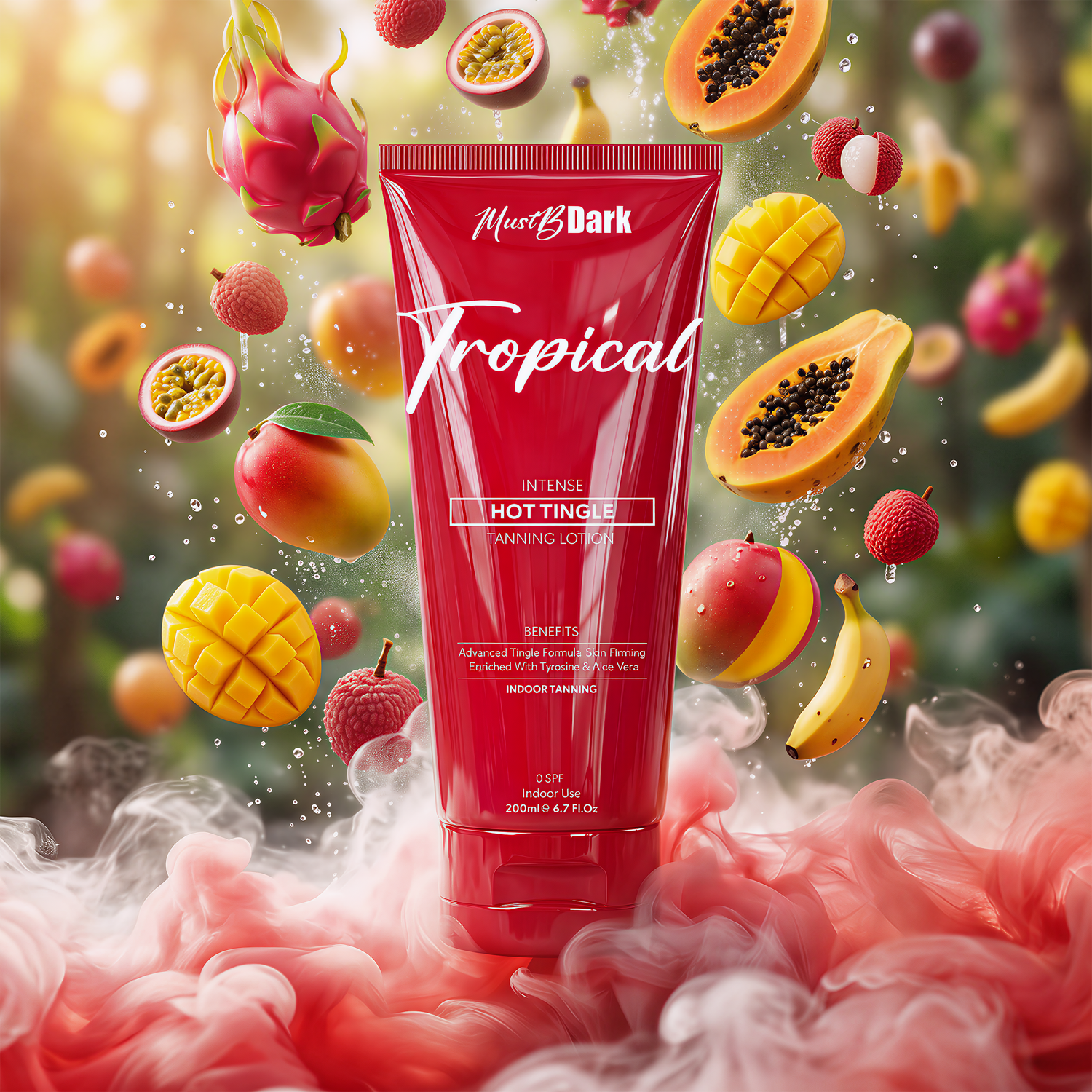 MustBDark Tropical Tingle Advanced Premium Tanning Lotion Red Activating Formula with Aloe Vera Shea Butter & Cocoa Butter Hyaluronic Acid for Smooth Moisturizing Body Care